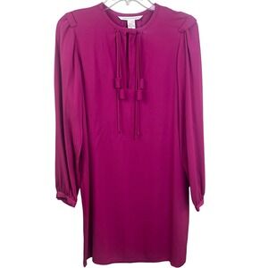 Diane Von Furstenberg Pink Silk Shift Dress‎ Belt Party Cocktail Christmas 6